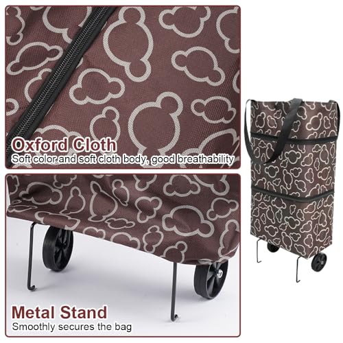 Faltbarer Einkaufstrolley, 2 in 1 Einkaufstasche mit Rollen Faltbar, Leicht Faltbarer Einkaufstasche für Einkaufswagen, Multifunktionaler Einkaufstrolley Klein Faltbar, Collapsible Shopping Trolley – Bild 4