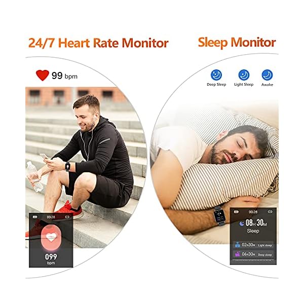 Sudugo Smart Watch 2021 Watches for Men Women, 1.69" Touch Screen Fitness Tracker, Activity Tracker with Pedometer, Heart Rate and Sleep Monitor, IP67 Waterproof Smartwatch Compatible iOS Android