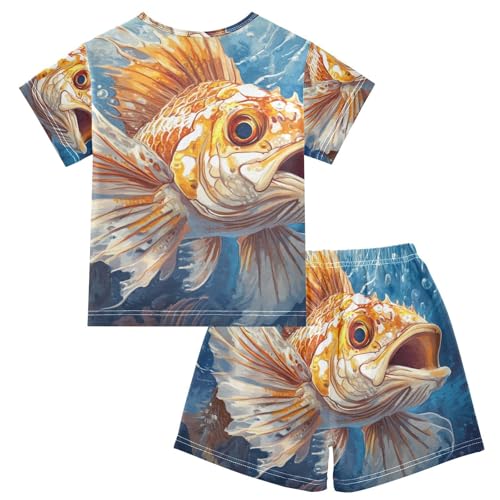 ALAZA Nautical Fish Pajama Set Short Sleeve Sleepwear Soft Lounge Nightwear2