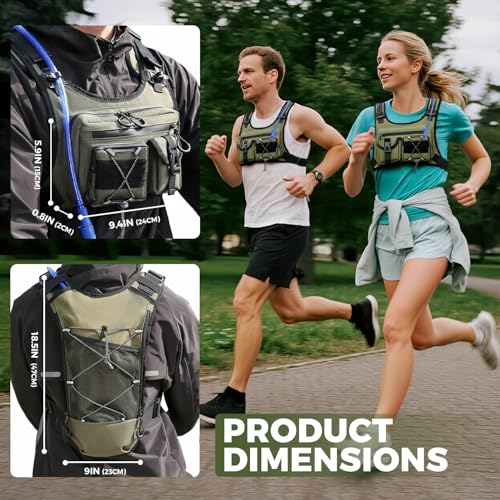 Image of Criuage USA Patent Running Hydration Vest Backpack, Lightweight Chest Pack with 2.0L Water Bladder Bag Daypack for Hiking Running Cycling Race Marathon for Women Men