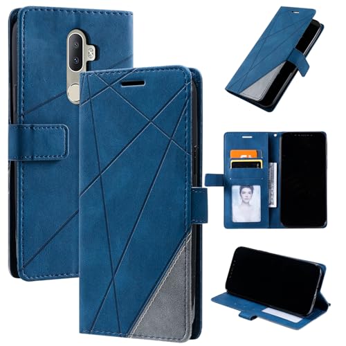 QiongniAN kompatibel mit Alcatel 3V Hülle Leder,kompatibel mit Alcatel 3V 2018 5099Y 5099A 5099D 5099U 5099I Hülle Klapphülle Handytasche Hülle Blue