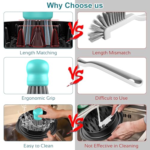 Image of Mini Dish Brush for Cleaning Chicken Shredder, Palm Brush Dish Scrubber with Ergonomic Grip, Kitchen Brush for Washing Dishes, Pans, Pots, Sink (2, Mint Green)