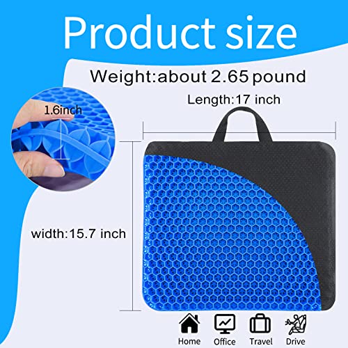 Image of Gel Seat Cushion Silicone Chair Cushion Multifunctional Comfortable Thick Double with Non-Slip Cover for Coccyx and Sciatica Ideal for Office, Home and Car