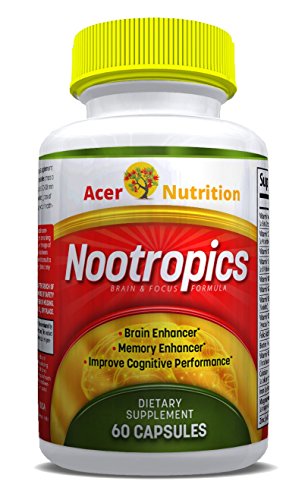 ACER NUTRITION - Memory Booster, Smart Nootropic Enhanced Mental Clarity & Thinking Lower Stress Mood-Swings Attitude & Emotion. GMP FDA Pharma. 1 mth Supply, 60ct