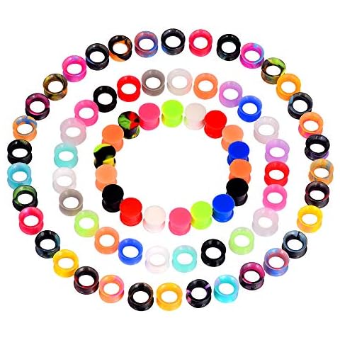 Oyaface 76 Pcs Soft Silicone Ear Tunnels/Plugs Kit Flesh Flexible Earring Gauges Double Flared Earlets Stretchers Expander Piercing Jewelry, 9/16"(14mm) Cover