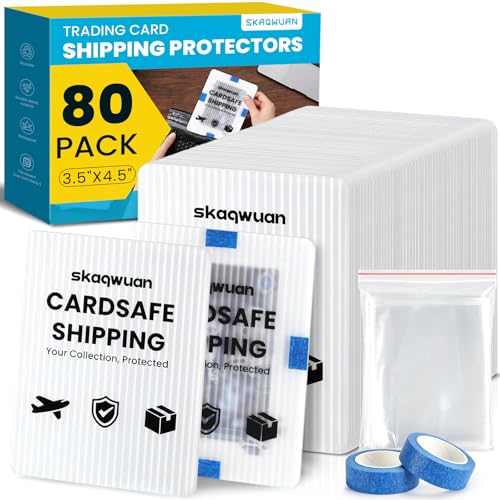 Trading Card Shipping Supplies 80 Pack 3.5x4.5 Card Shipping Protectors with Soft Sleeves & Tape Semi-Rigid Card Holder for Mailing Sports Trading & Collectible Cards - Card Shipping Kit