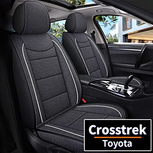 YORKNEIC Full Seat Cover Custom Fit for Subaru Crosstrek 2016-2021 Flax Seat Protector 5-Seat Airbag Compatible Automotive Vehicle Cushion Cover for Subaru Crosstrek Comfortable Breathable Gray