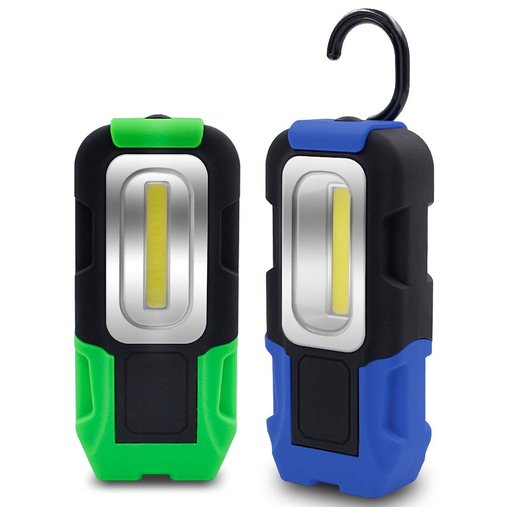 Portable LED Multifunctional Work Lights, 200 Lumens Flashlight, Magnetic Base LED Light for Car Repairing, Camping, Blackout and Emergency Blue&Green