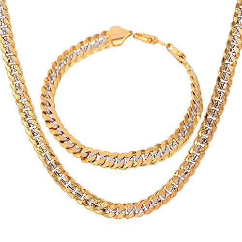 U7 Men Two-Tone Gold Chain Platinum & 18K Gold Plated