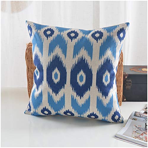 Modern Homes Ikat Print Cotton Decorative Throw Pillow Covers/Cushion Covers 16" X 16" (Indigo Blue, Set Of 6) #TOP3