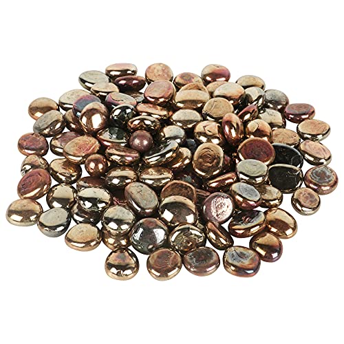 Image of Color Stone Decorative Shiny Glossy Flower Glass Pebbles for Vase Fillers Plant Pots Home Table Garden & Outdoor Decoration (Golden Brown 1Kg)
