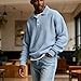 Mens Waffle Long Sleeve Polo Shirt Big and Tall Golf Shirt Casual Collared Heavyweight T Shirts Textured Knit Tops Polo Dress Shirts for Men Comfy 3/4 Button Pullover Mens Warm Clothes for Men