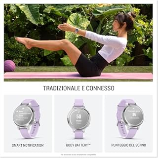 Garmin Lily 2 Active, Smartwatch per Donne, Elegante e Compatto, 38mm, Display LCD 1.3'', Quadrante decorato, GPS, Notifiche, Autonomia 9 giorni, Silver & Purple Jasmine