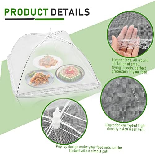 Pop-Up Mesh Food Covers,6 Packs Food Cake Domes,Food Fruit Net Cover Large,Food Protector for Outdoors/Parties Picnics/BBQs Keep Out Flies,Bugs,Mosquitoes, Reusable and Collapsible (White)