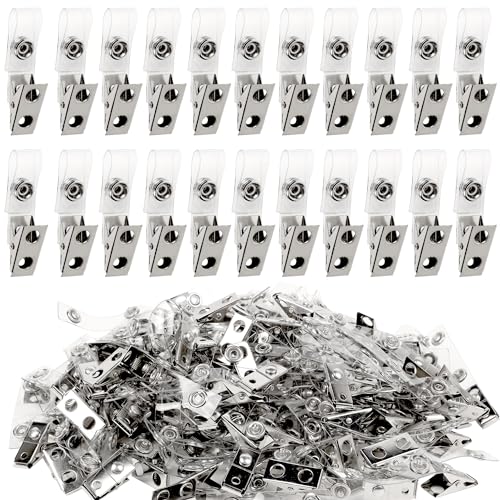 Happy Trees 150pc Metal Badge Clips with Strap Clear ID Strap Clip Adapter