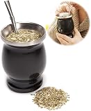 PIQIUQIU Stainless Steel Yerba Mate Tea Mug Set, 230 ml / 8 oz Double-Walled, BPA-Free, with Straws and Cleaning Brush (Black) - 3