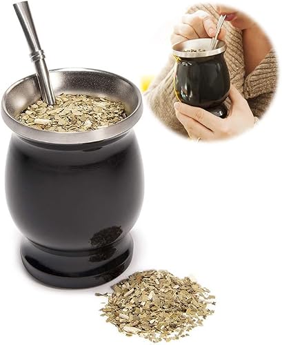 PIQIUQIU Stainless Steel Yerba Mate Tea Mug Set, 230 ml / 8 oz Double-Walled, BPA-Free, with Straws and Cleaning Brush (Black) - 3