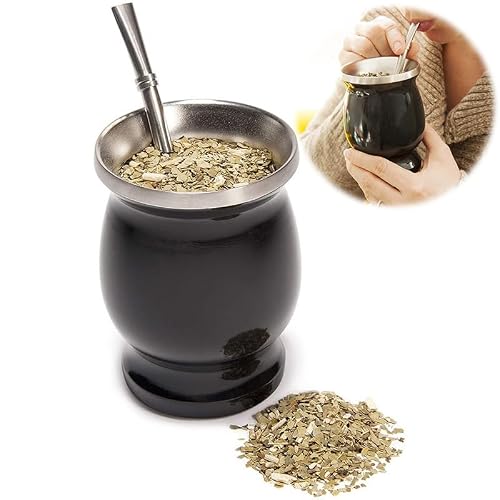 Miniatura 3 de Set De Tazas De Té Yerba Mate De Acero Inoxidable Piqiuqiu, 230 Ml 8 Oz De Doble Pared, Libres De Bpa, Con Pajitas Y Cepillo De Limpieza Negro