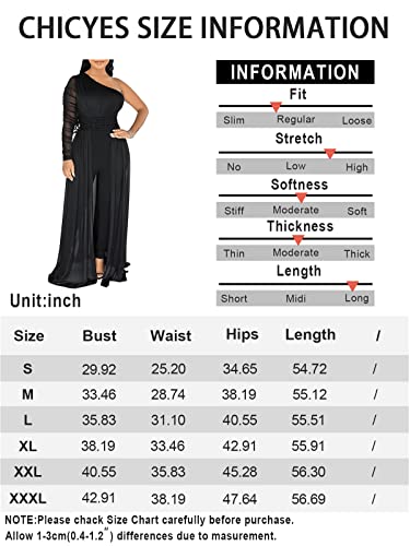 Chicyes Women's One Shoulder Jumpsuits Sexy Elegant Formal High Waist Overlay Bodycon One Piece Rompers Black #TOP5