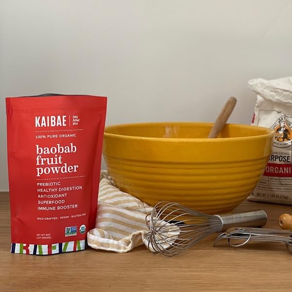 Miniatura 7 de KAIBAE Polvo de fruta de baobab de alta calidad, polvo de vitamina prebiótica de superfruta para licuados de frutas, rico en vitamina C, fibra