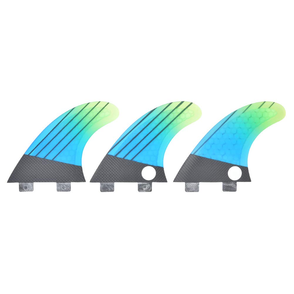 Xolsurg Fiberglass FCS G5 Stylish Blue Green Gradient Surfboard Tail Fin Flexible Surfing Accessory