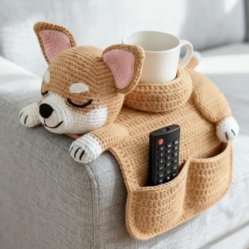Handmade Crochet Dog Sofa Arm Organizer
