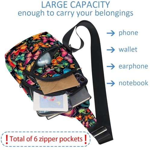 Mochila sling de entrenamiento con estampado de mariposas riñonera cruzada ideal para viajar 5