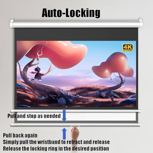 Pantalla manual proyector 72 pulgadas bloqueo automático miniatura 4