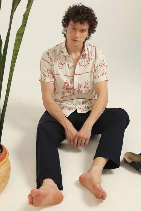 Image of BE ACTIVE Men's Printed Motif Half Sleeve Shirt || Printed Perfection || Breathable Comfort || Casual Sophistication