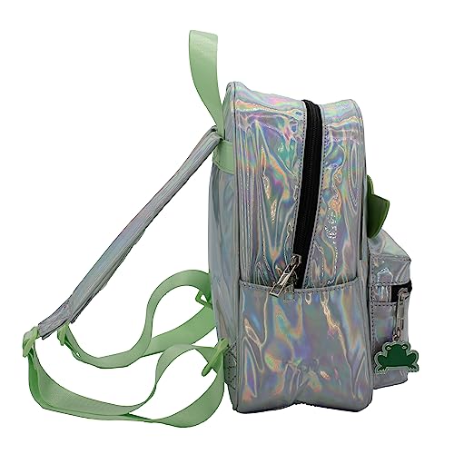 Disney StarWars Mandalorian Grogu Mini PU Backpack Purse, Baby Yoda Shoulder Bag with Epoxy Filled Metal Frog Charm, 10.5 Inch, Adjustable Straps, Faux Leather3