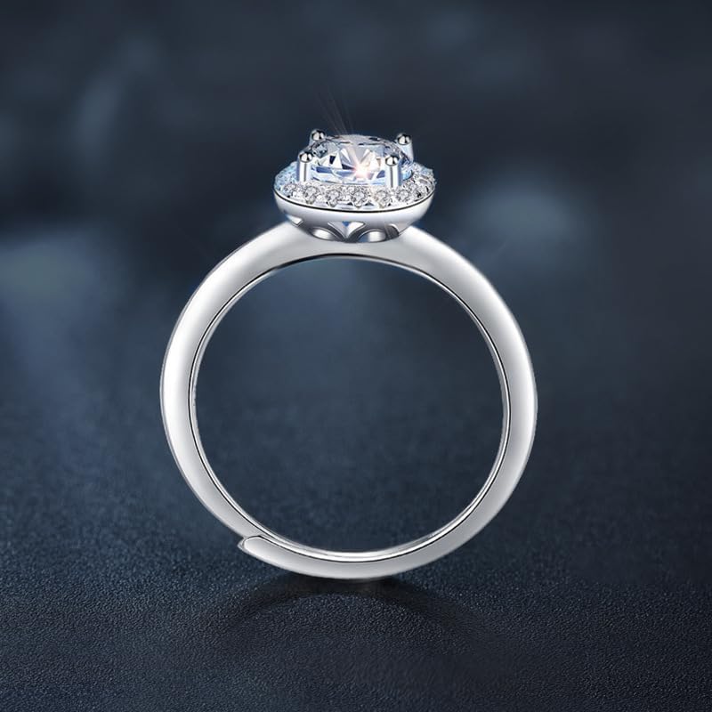 S925 Sterling Silver Moissanite Ring for Women, Light Luxury Style, Simple Sugar Cube Ring Jewelry
