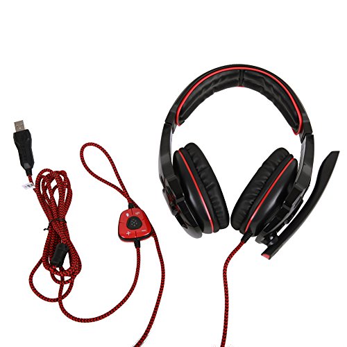 SADES SA903 Gaming Headset - Cuffie da Pro Gaming USB con Suono Surround 7.1, Microfono, Deep Bass, Controllo del Volume (Nera)