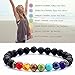 FORUBUS 7 Chakra Lava Rock Strand Bracelet - 8mm Natural Stone Chakra Beaded Stretch Bracelet for Aromatherapy Essential Oil Diffuser Jewelry-silver