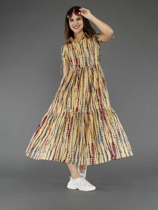 Image of Womens Rayon Fabric Printed Long Anarkali Maternity Feeding Dress with Side Zippers
