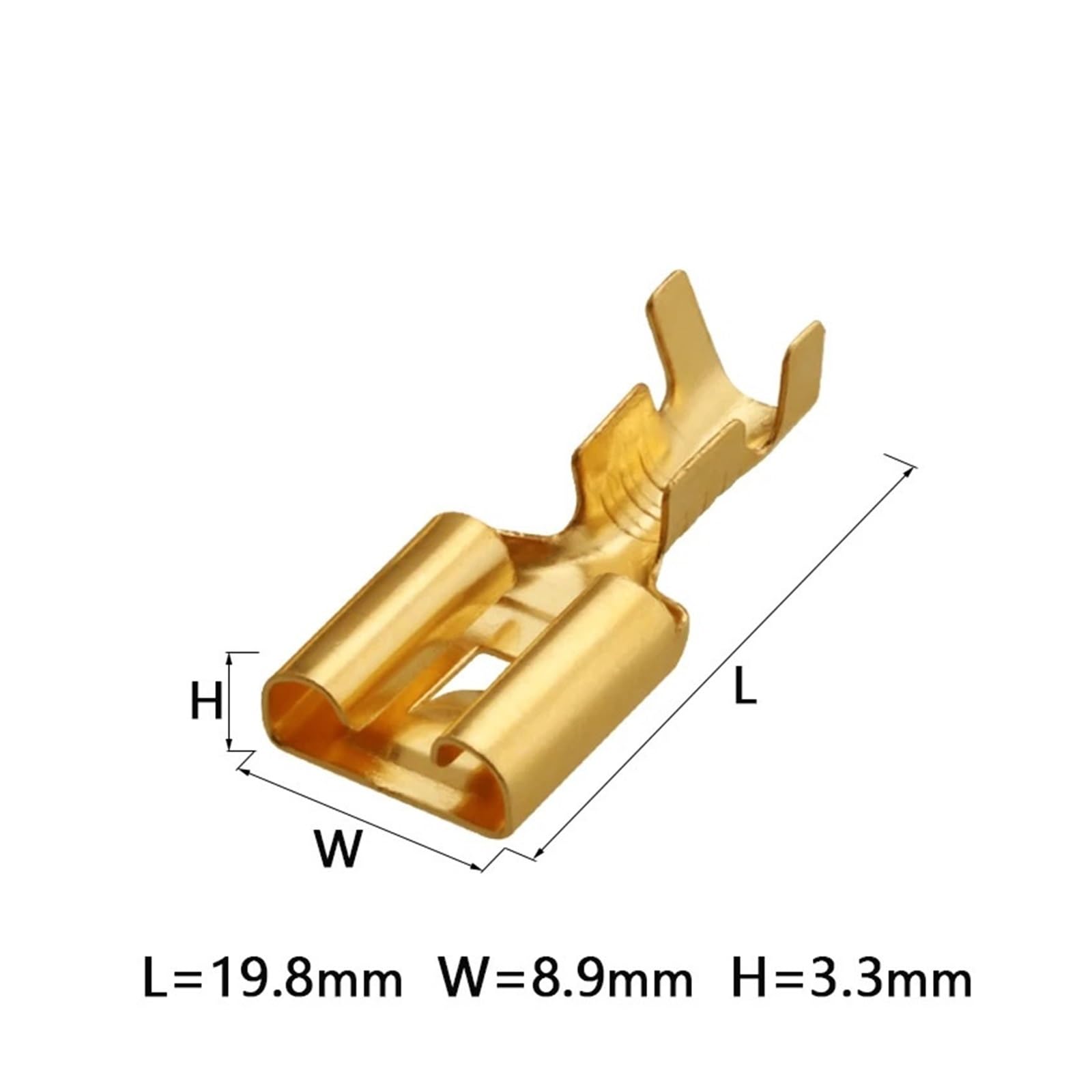 Terminal de engarzado Dorado de latón, Conector de prensado en frío, DJ625-7.8X0.8C, DJ623-E7..8, 7,8mm, for Coche(Female A,500 Pcs)