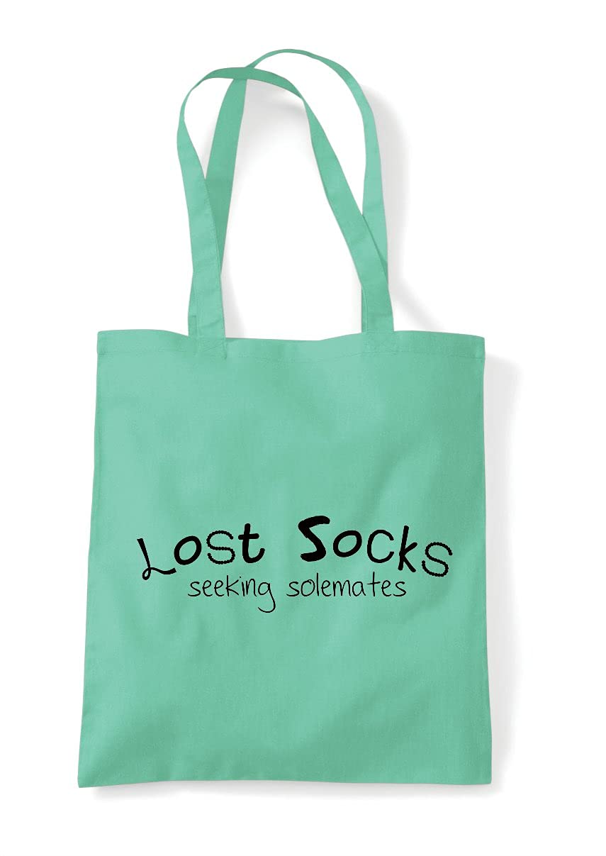 Lost socks seeking soulmates home statement [CM17FH] tote shopping bag - Mint
