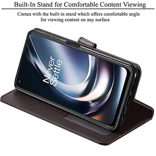 Image of TheGiftKart Flip Back Cover Case for OnePlus Nord CE 2 LITE 5G | Dual-Color Leather Finish | Inbuilt Stand & Pockets | Wallet Style Flip Back Case Cover for OnePlus Nord CE 2 Lite 5G (Coffee & Brown)