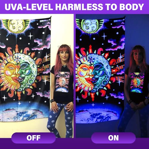 Gprk Rechargeable Black Light 4 Packs, Battery Powered Black Lights For Glow Party Waterproof Ultraviolet Floodlight For Night Fishing,Paint thumb #5