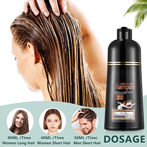 Cherry Brown Hair Dye Shampoo 3 In 1 Coconut Hair Color Shampoo For Men Women Gray Hair Coverage - Herbal Brown Shampoo Colors In 15 Minutes, Natural Long Lasting Brown Hair Dye 16.9 Fl Oz (Cherry Brown) #TOP5
