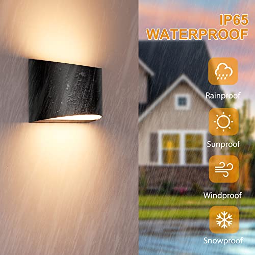 Fudesy Modern Led Wall Sconce Indoor, 12W Up Down Wall Mount Lighting Fixture, Ip65 Waterproof Black Plastic Outdoor Wall Lamp For Living Room Bedroom Hallway Stair, Corridor, 3000K Warm White, 2 Pack #TOP4