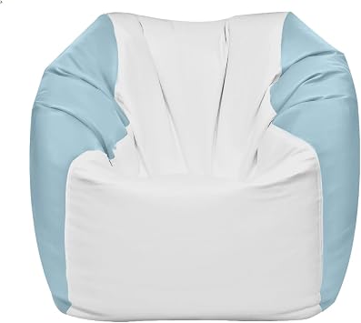 Ocean-Tamer Round Boat Bean Bag Chair, Waterproof Beanbag for Dock Camping Outdoor Marine Grade Vinyl Medium, White/Iceblue
