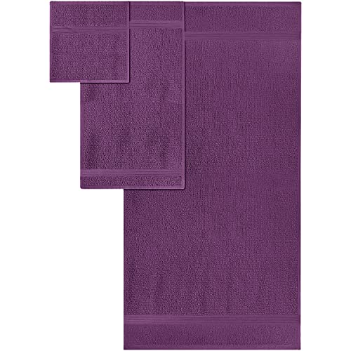 Dan River 100% Cotton Bathroom Towel Set|2 Oversized Bath Towels 30X52| 2 Hand Towels 16X28| 4 Wash Cloths 12X12| Ideal For Home Hotel And Spa| Ultra Soft|Absorbent| Purple Towel Set|600 Gsm| 8 Pc #TOP4