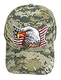 Aesthetinc Patriotic USA American Eagle American Flag Baseball Cap Embroidered (Army Digital Camo)