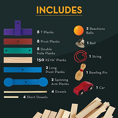 MindWare KEVA Contraptions Reactions Planks Building Toy - 178 KEVA Building Planks (191 Piece Set) - Free-Form Wood Building Set for Kids to Create Their Own Ball Maze – Ages 7 & Up by MindWare - Image 3