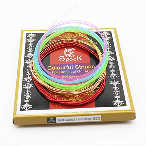 Colorful nylon classical guitar strings, nylon strings core, colorful coated copper alloy wound, normal tension. 028-.043