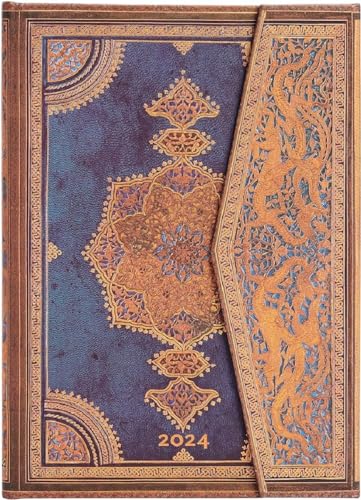 Paperblanks 12-Month Calendar 2024 Safavid Indigo Verso Midi (130 × 180 mm), Blue, Verso - Midi (180 x 130) 160p