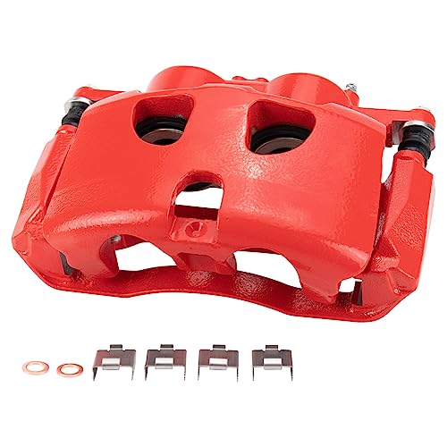 Image of TRQ Front Right Brake Caliper w /Bracket Performance Red Passenger Side