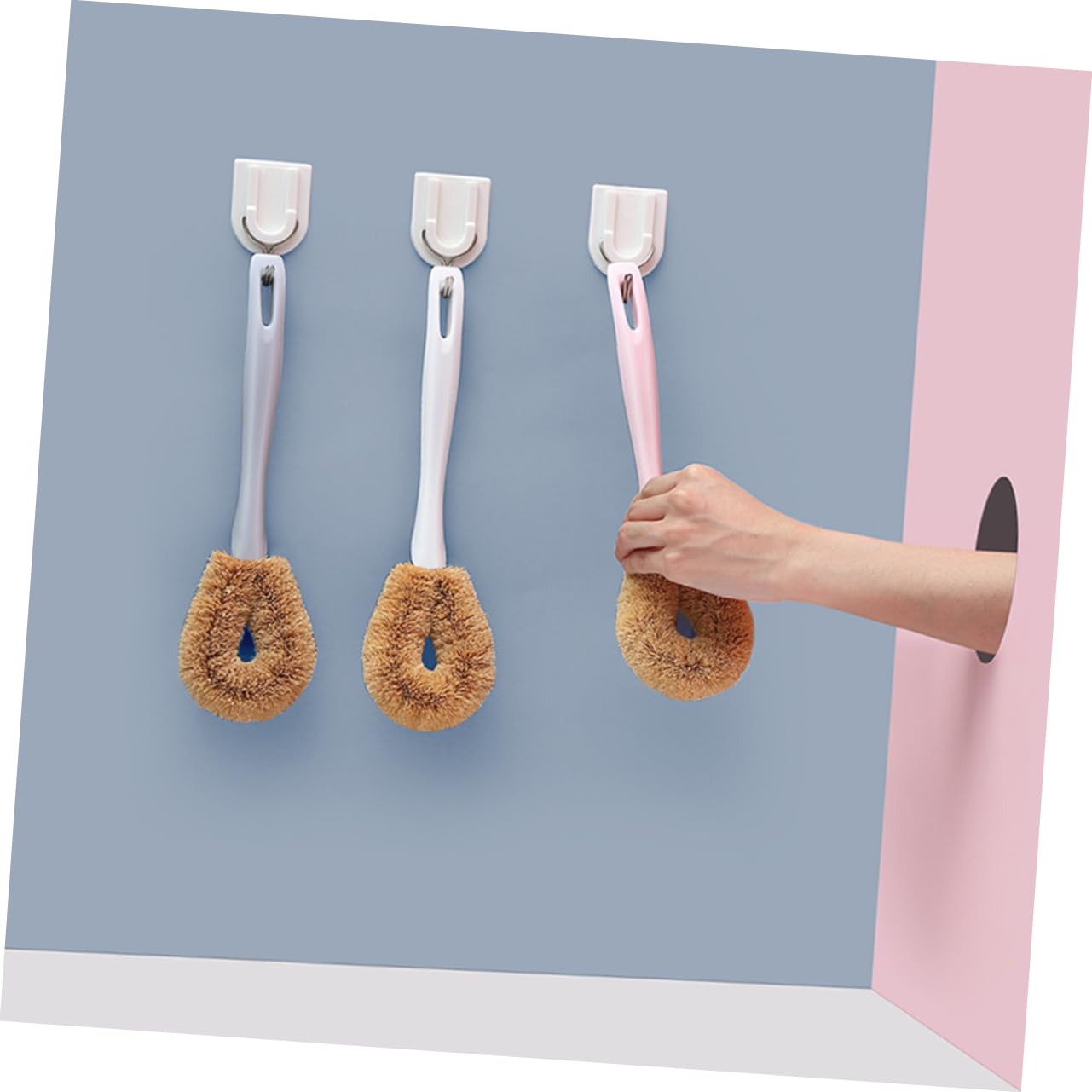 OFFSCH Long Handle Kitchen Cleaning Brush Dish Washing Scrubbers for Track Kitchen Cleaning Soap Brush for Kitchen Sink