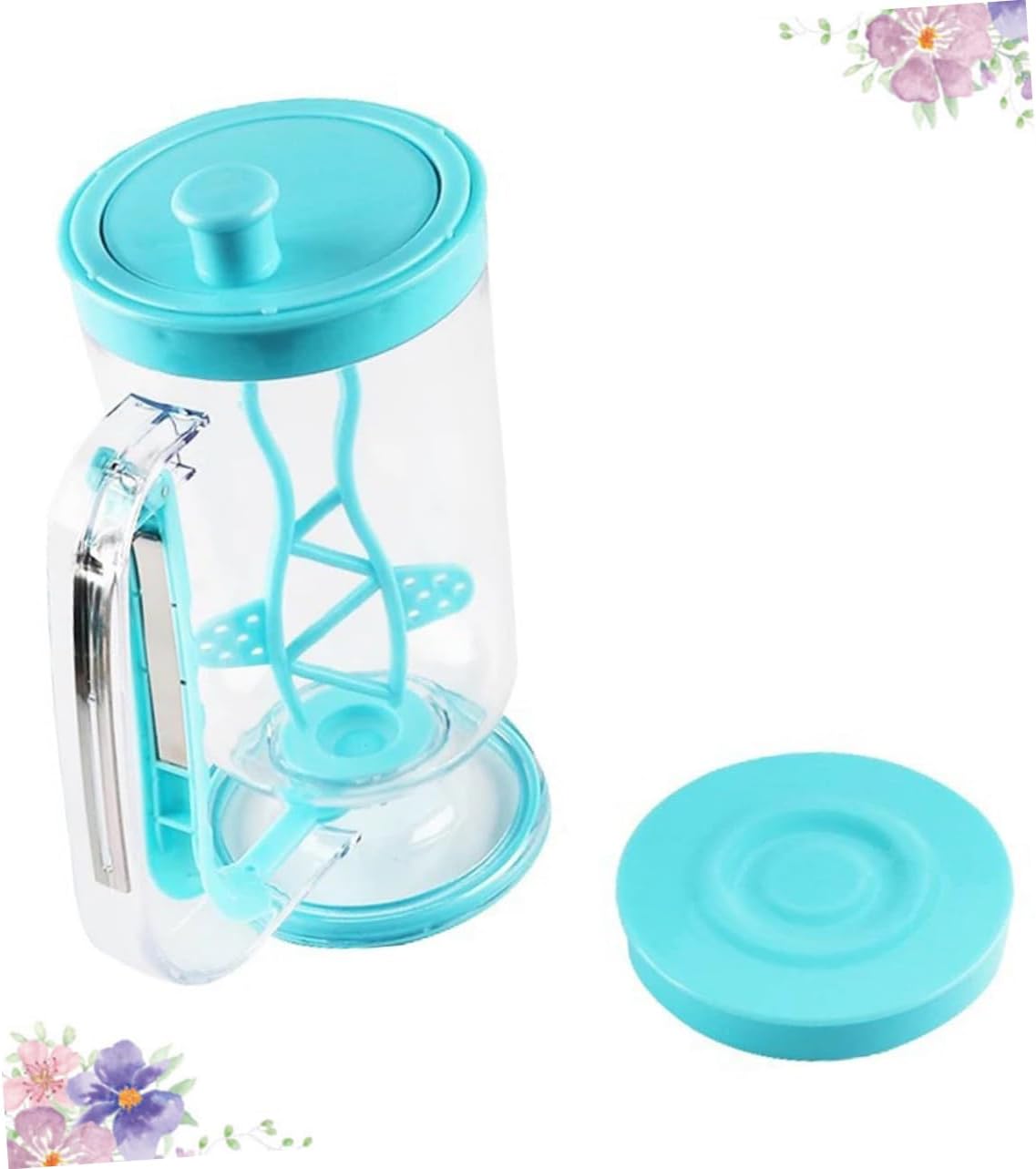Handheld Pancake Dispenser Food Grade Plastic Cup with Measuring Label Includes Two Lids for Mixing and Leak Dispensing for Cupcakes Waffles and Muffins