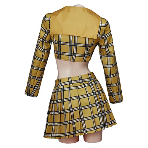 RocailleCos Fancy Girl Yellow Plaid Cosplay Costume Dress Crop Top Blazer Skirt Suit Halloween Outfit for Women (XXL, yellow) by RocailleCos - Used condition - Image 5